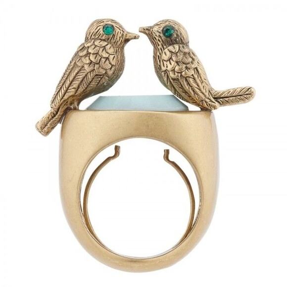 NWT Juicy Couture Kissing Birds Gold-Tone Chunky Ring Sz. 9